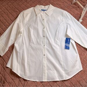 NWT Karen Scott Women's White Button-Down Shirt